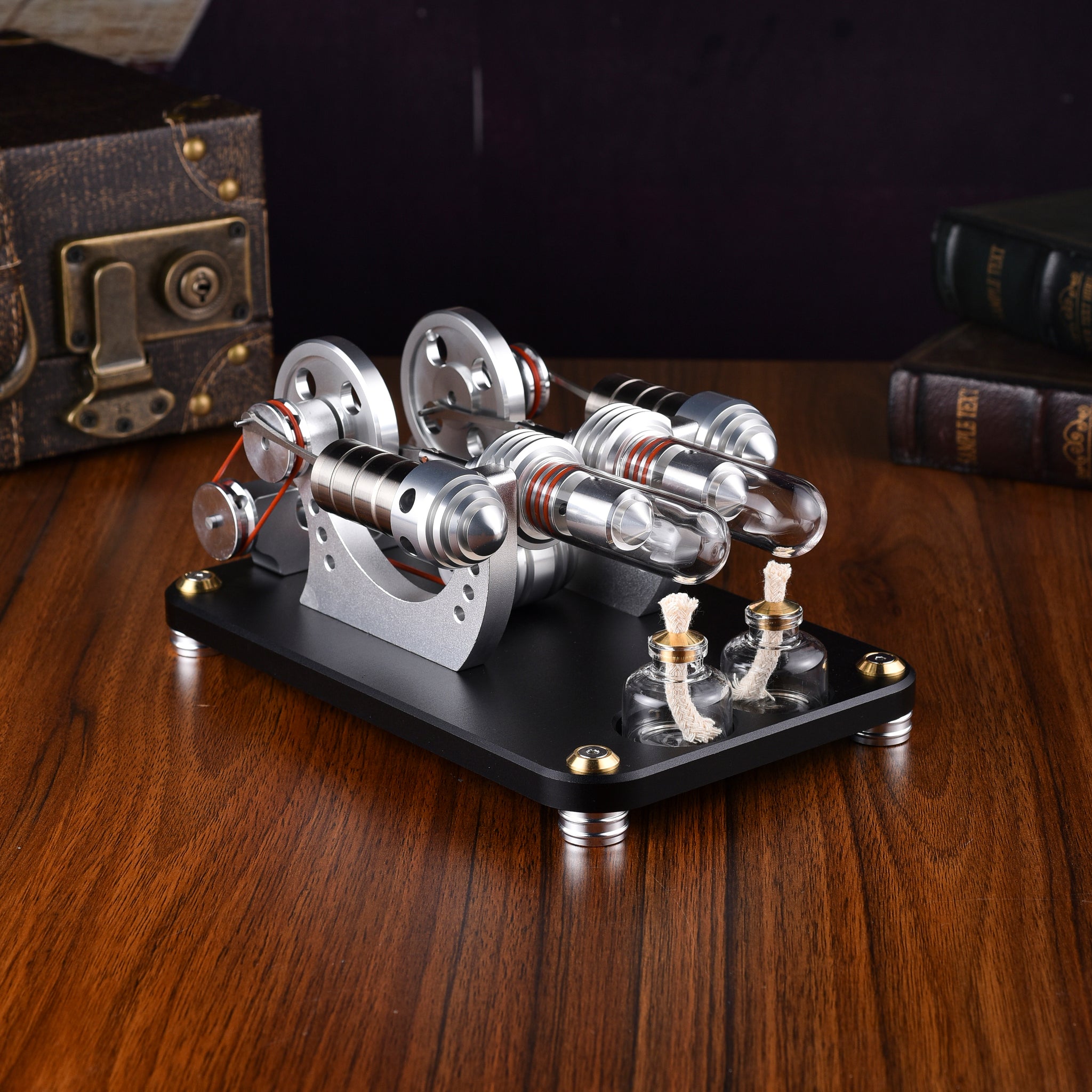 Moteur Stirling à deux cylindres M16-22-D, modèle de moteur Stirling haute température pour les passionnés de sciences et d'éducation