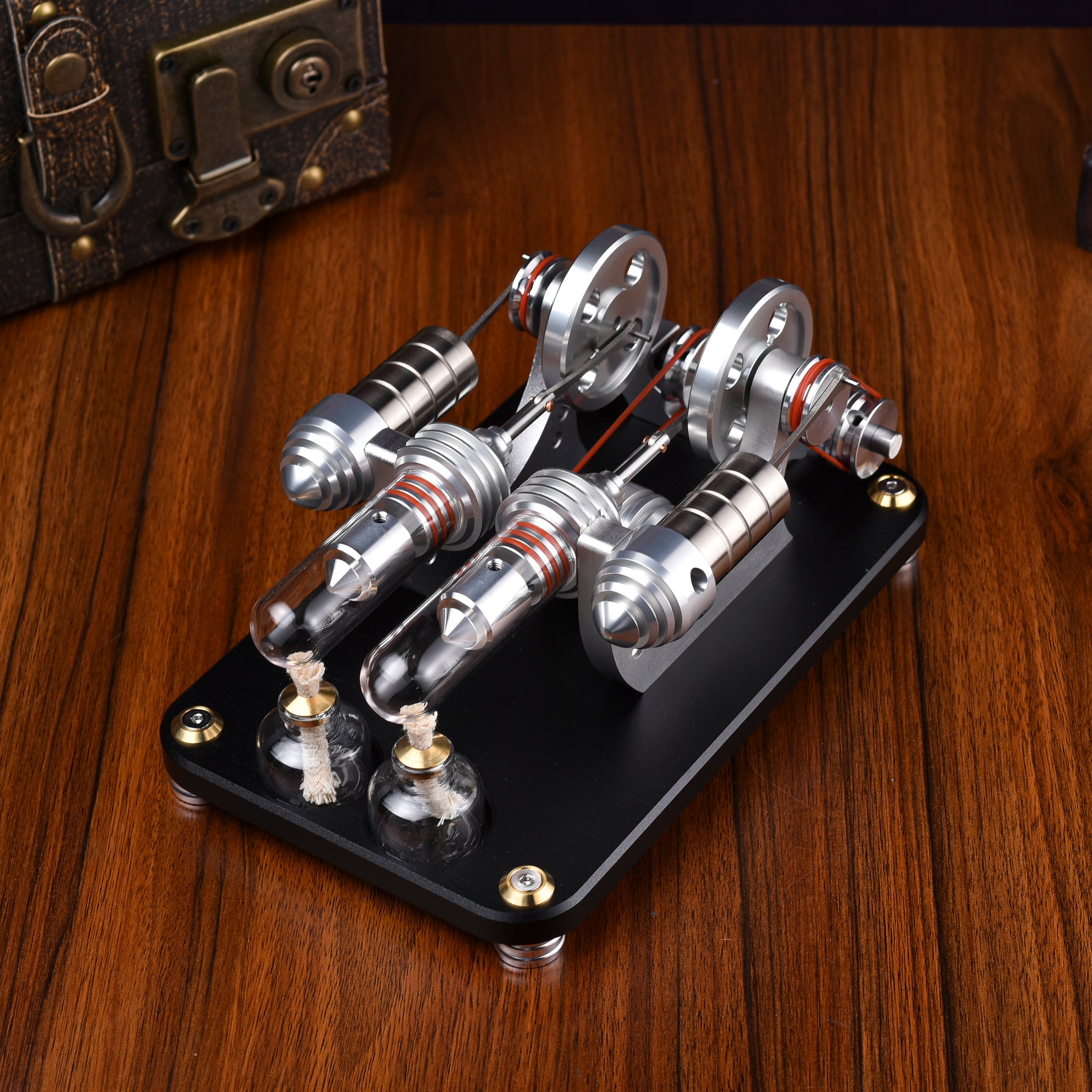 Moteur Stirling à deux cylindres M16-22-D, modèle de moteur Stirling haute température pour les passionnés de sciences et d'éducation