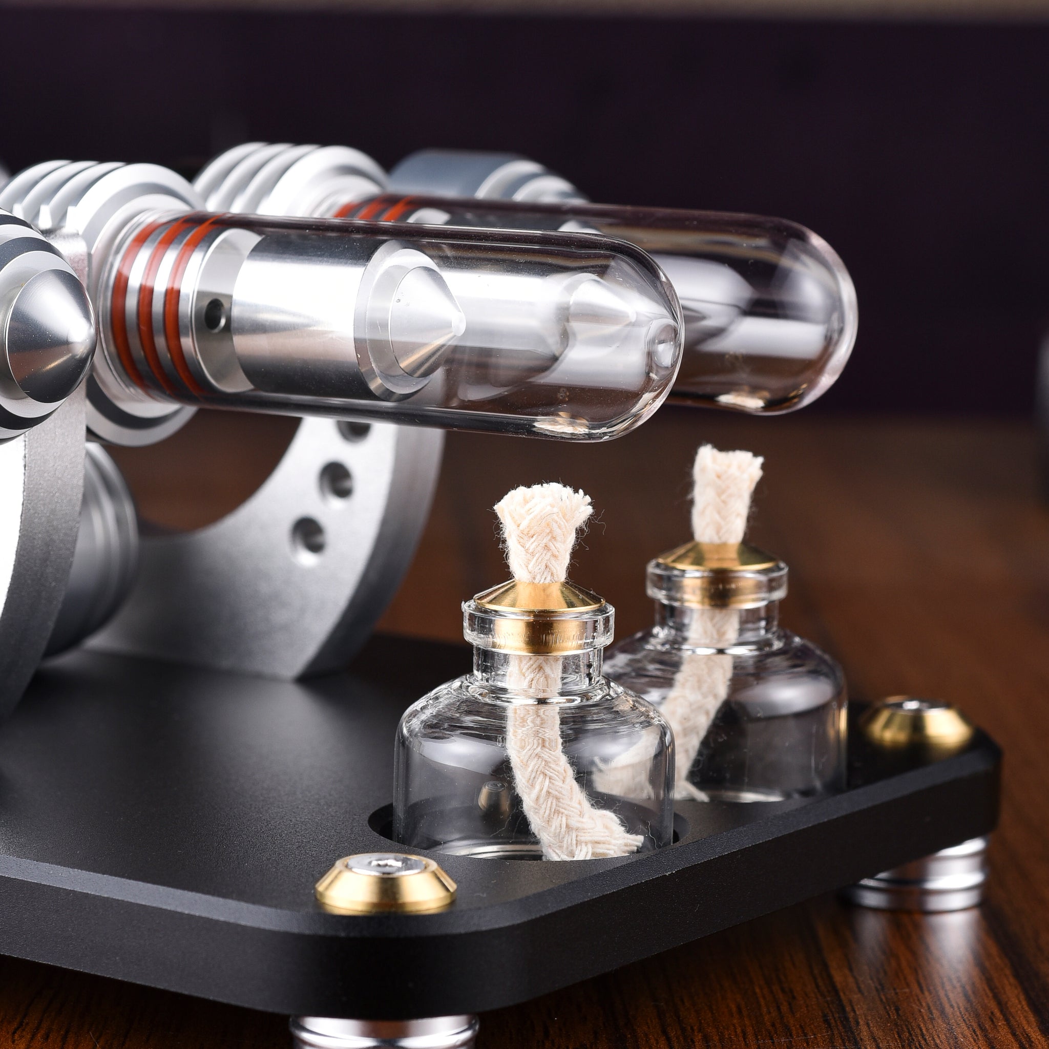 Moteur Stirling à deux cylindres M16-22-D, modèle de moteur Stirling haute température pour les passionnés de sciences et d'éducation