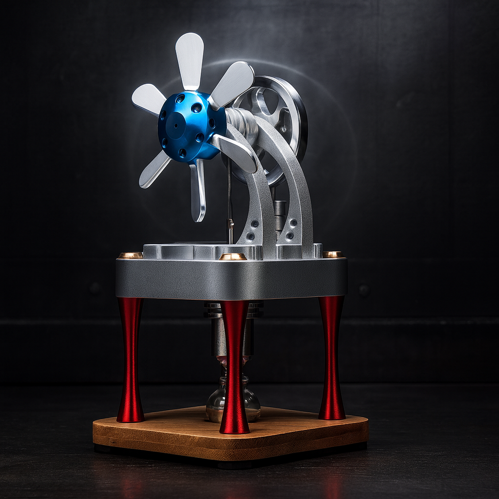 M16-CF vertical double mount fan high temperature Stirling engine model for education and research