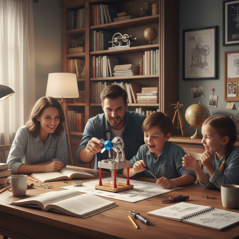 M16-CF high-temperature Stirling engine model with vertical double-mount fan for education and research