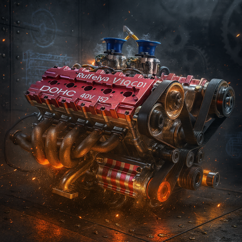 RUIFEIYA V10-150 1/4 Scale 150cc DOHC V10 Gasoline Engine Model – 16HP Water-Cooled 4-Stroke Engine for RC & Collectors