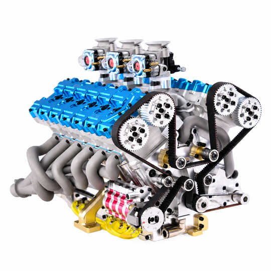 RUIFEIYA V12-180 180cc 1/4 Scale V12 Gasoline Engine Model – DOHC 48-Valve 17HP Water-Cooled Real Working Engine