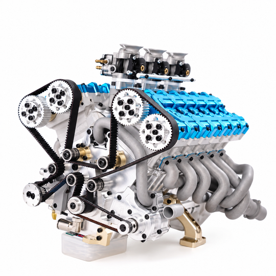 RUIFEIYA V12-180 180cc 1/4 Scale V12 Gasoline Engine Model – DOHC 48-Valve 17HP Water-Cooled Real Working Engine