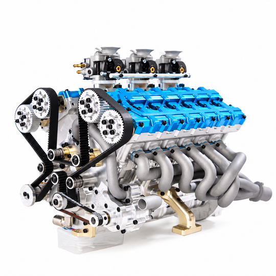 RUIFEIYA V12-180 180cc 1/4 Scale V12 Gasoline Engine Model – DOHC 48-Valve 17HP Water-Cooled Real Working Engine