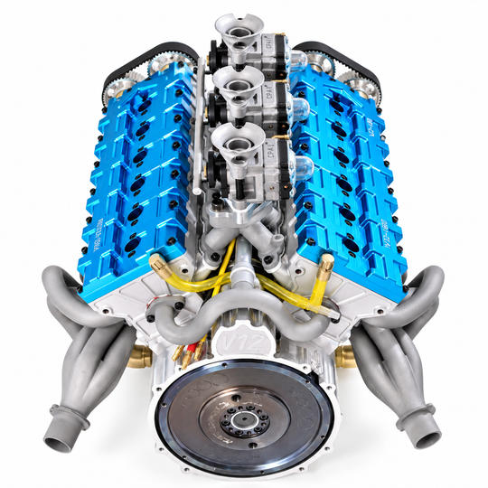 RUIFEIYA V12-180 180cc 1/4 Scale V12 Gasoline Engine Model – DOHC 48-Valve 17HP Water-Cooled Real Working Engine