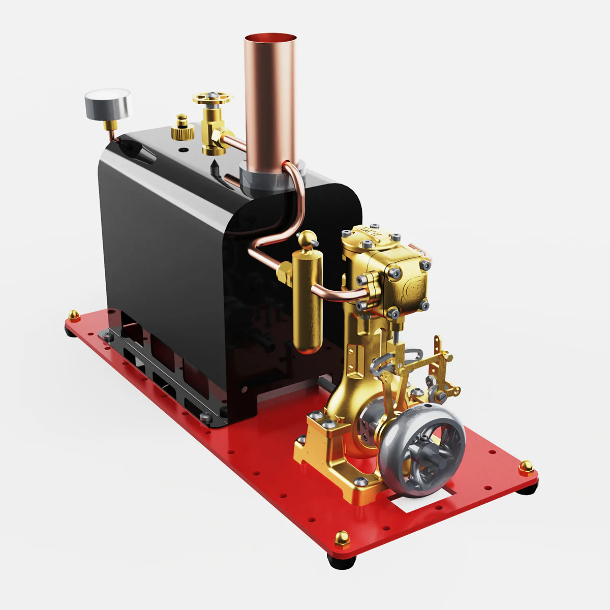 RW-BL1K Mini Reversible Live Steam Engine Kit with Boiler – DIY Working Brass Reciprocating Steam Engine Model with Stephenson Valve Gear for STEM Education & Mechanical Collectors
