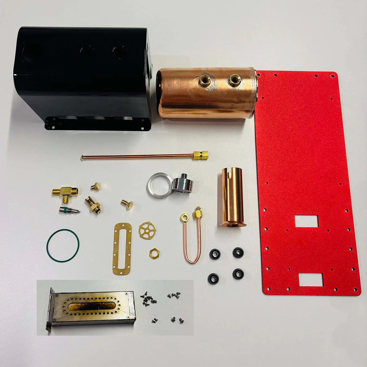 RW-BL1K Mini Reversible Live Steam Engine Kit with Boiler – DIY Working Brass Reciprocating Steam Engine Model with Stephenson Valve Gear for STEM Education & Mechanical Collectors