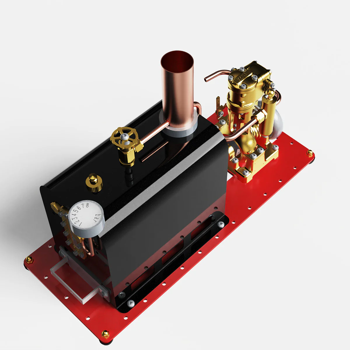 RW-BL1K Mini Reversible Live Steam Engine Kit with Boiler – DIY Working Brass Reciprocating Steam Engine Model with Stephenson Valve Gear for STEM Education & Mechanical Collectors