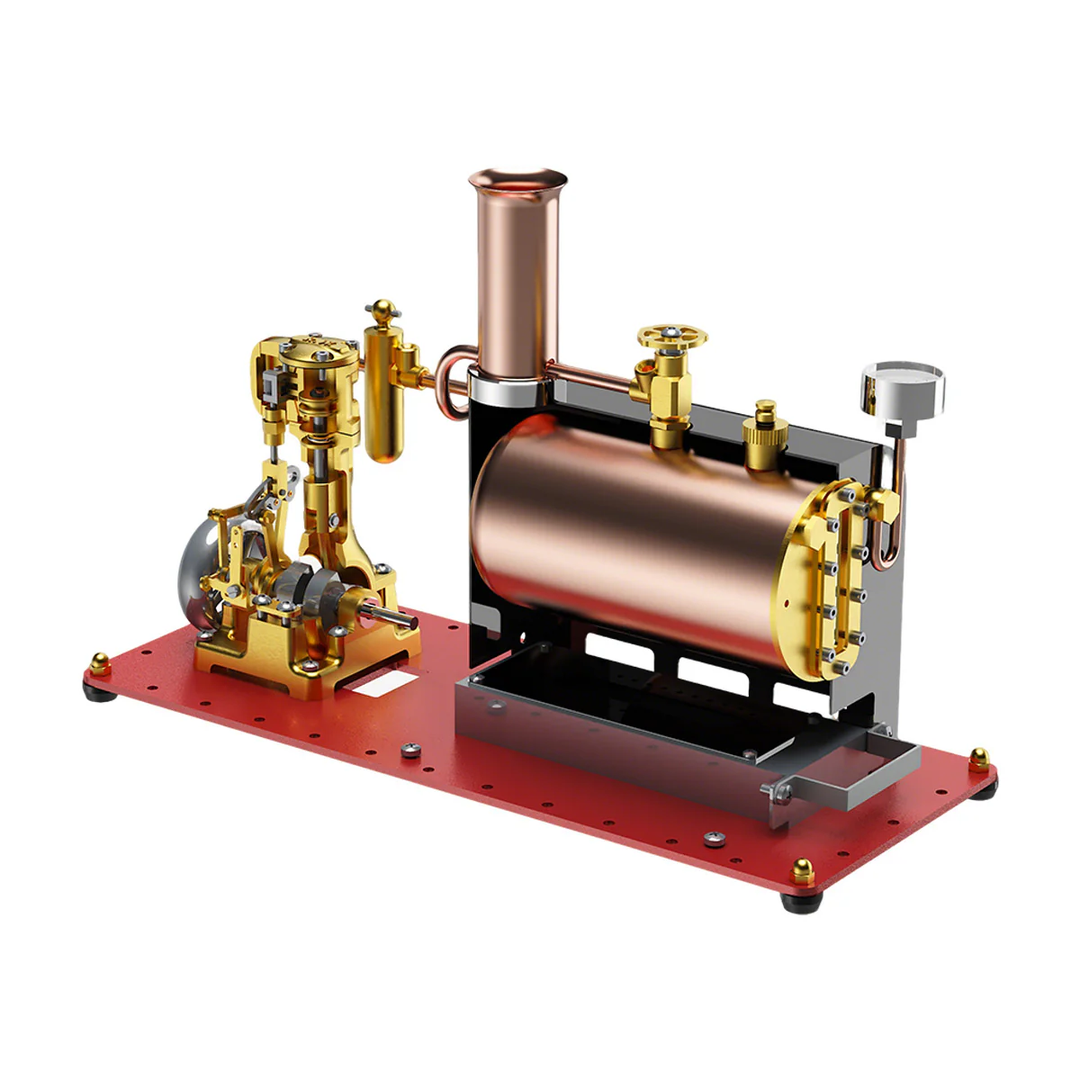 RW-BL1K Mini Reversible Live Steam Engine Kit with Boiler – DIY Working Brass Reciprocating Steam Engine Model with Stephenson Valve Gear for STEM Education & Mechanical Collectors