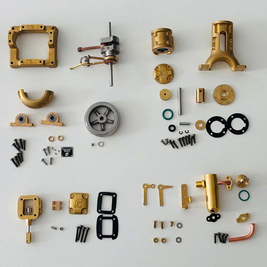 RW-BL1K Mini Reversible Live Steam Engine Kit with Boiler – DIY Working Brass Reciprocating Steam Engine Model with Stephenson Valve Gear for STEM Education & Mechanical Collectors
