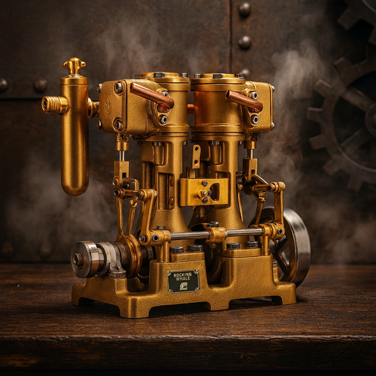 RW-L2 Retro Brass Double-Cylinder Steam Engine Model for 70-130cm Steamship - Build You Own Engine Model