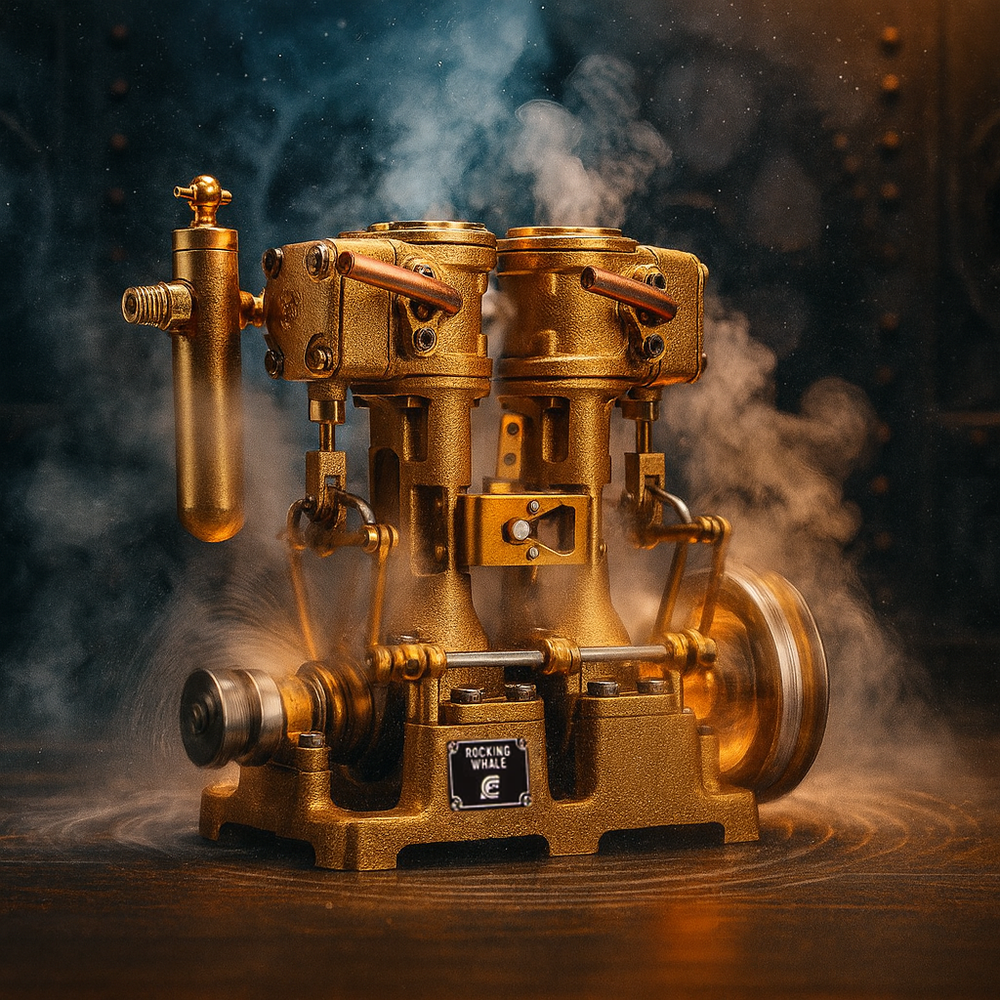 RW-L2 Retro Brass Double-Cylinder Steam Engine Model for 70-130cm Steamship - Build You Own Engine Model