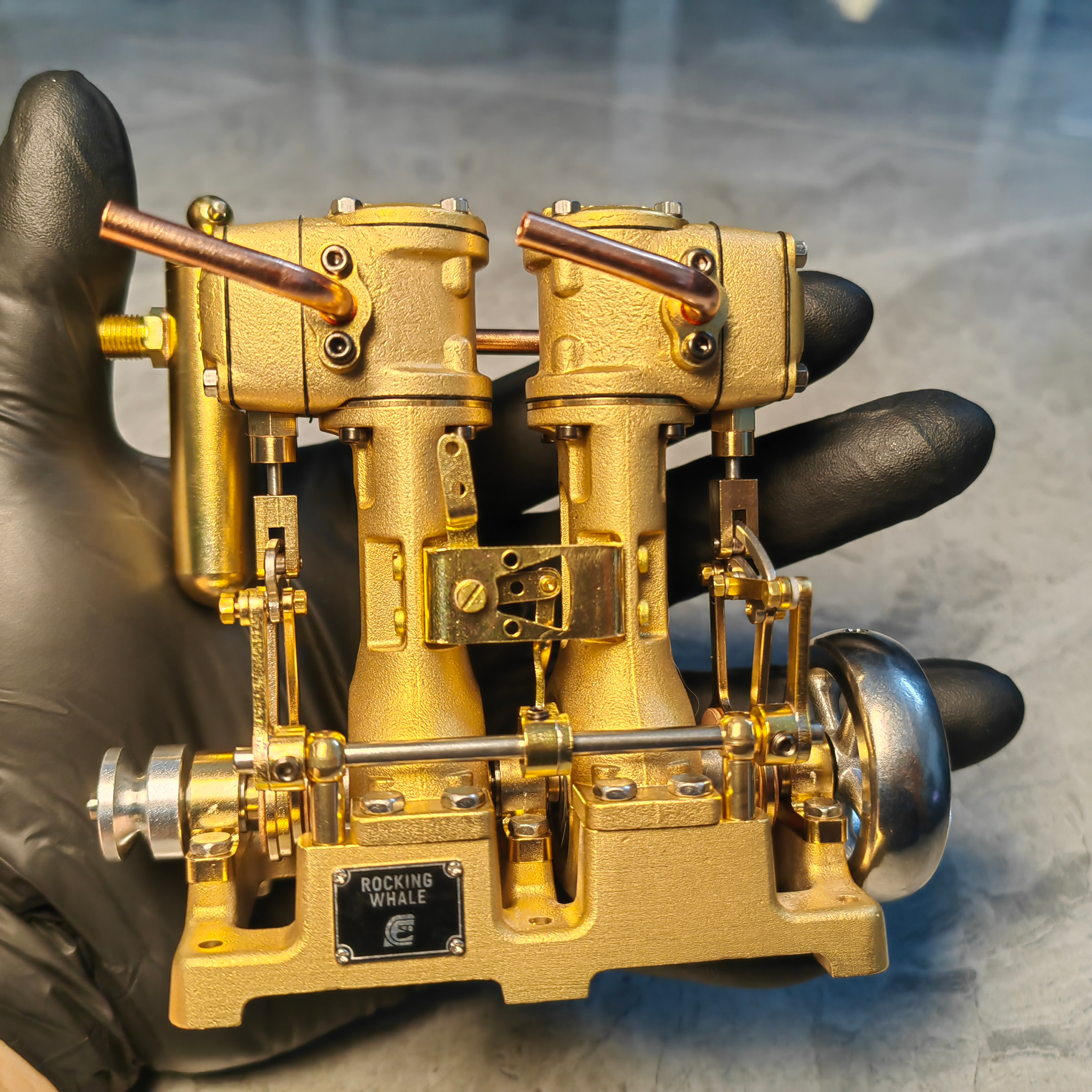RW-L2 Retro Brass Double-Cylinder Steam Engine Model for 70-130cm Steamship - Build You Own Engine Model