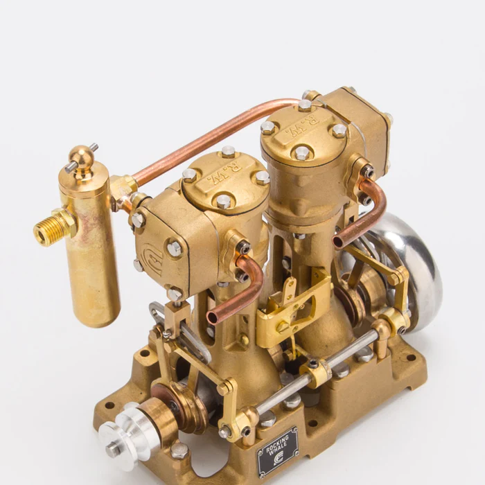 RW-L2 Retro Brass Double-Cylinder Steam Engine Model for 70-130cm Steamship - Build You Own Engine Model