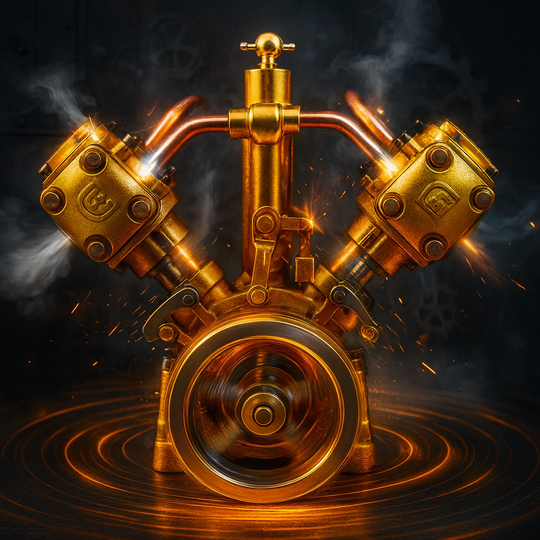 RW-V2 Retro Brass Double-Cylinder Steam Engine Model for 70-130cm Steamship - Build You Own Engine Model
