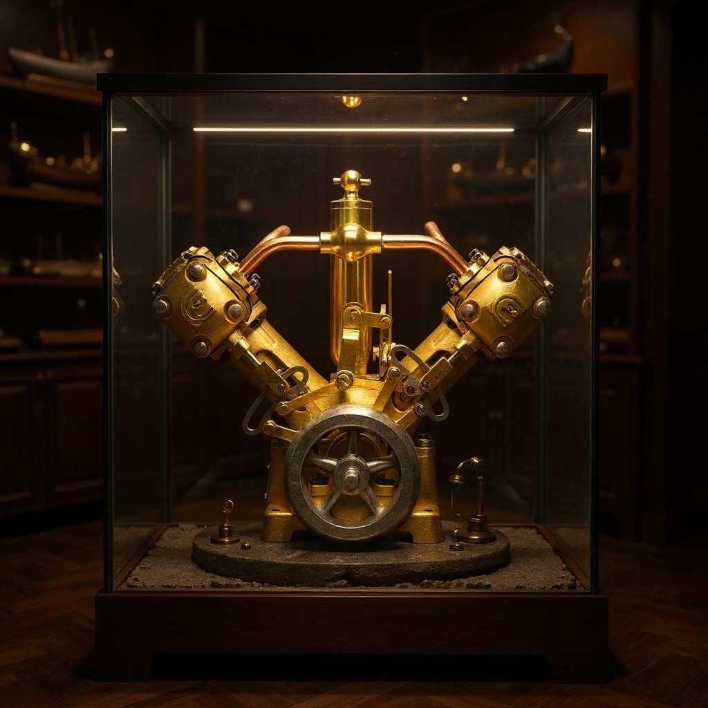 RW-V2 Retro Brass Double-Cylinder Steam Engine Model for 70-130cm Steamship - Build You Own Engine Model