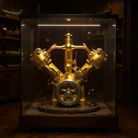RW-V2 Retro Brass Double-Cylinder Steam Engine Model for 70-130cm Steamship - Build You Own Engine Model