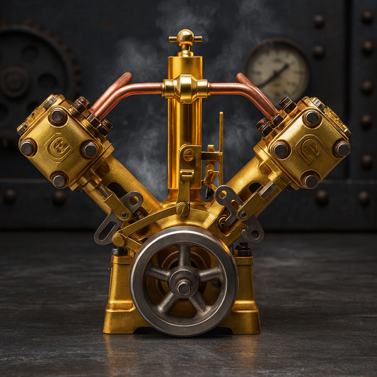 RW-V2 Retro Brass Double-Cylinder Steam Engine Model for 70-130cm Steamship - Build You Own Engine Model