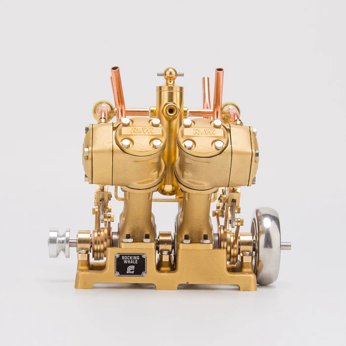 RW-V4 Retro Brass V4 Steam Engine Model – Mini 4-Cylinder Power for 90–150cm Steamships