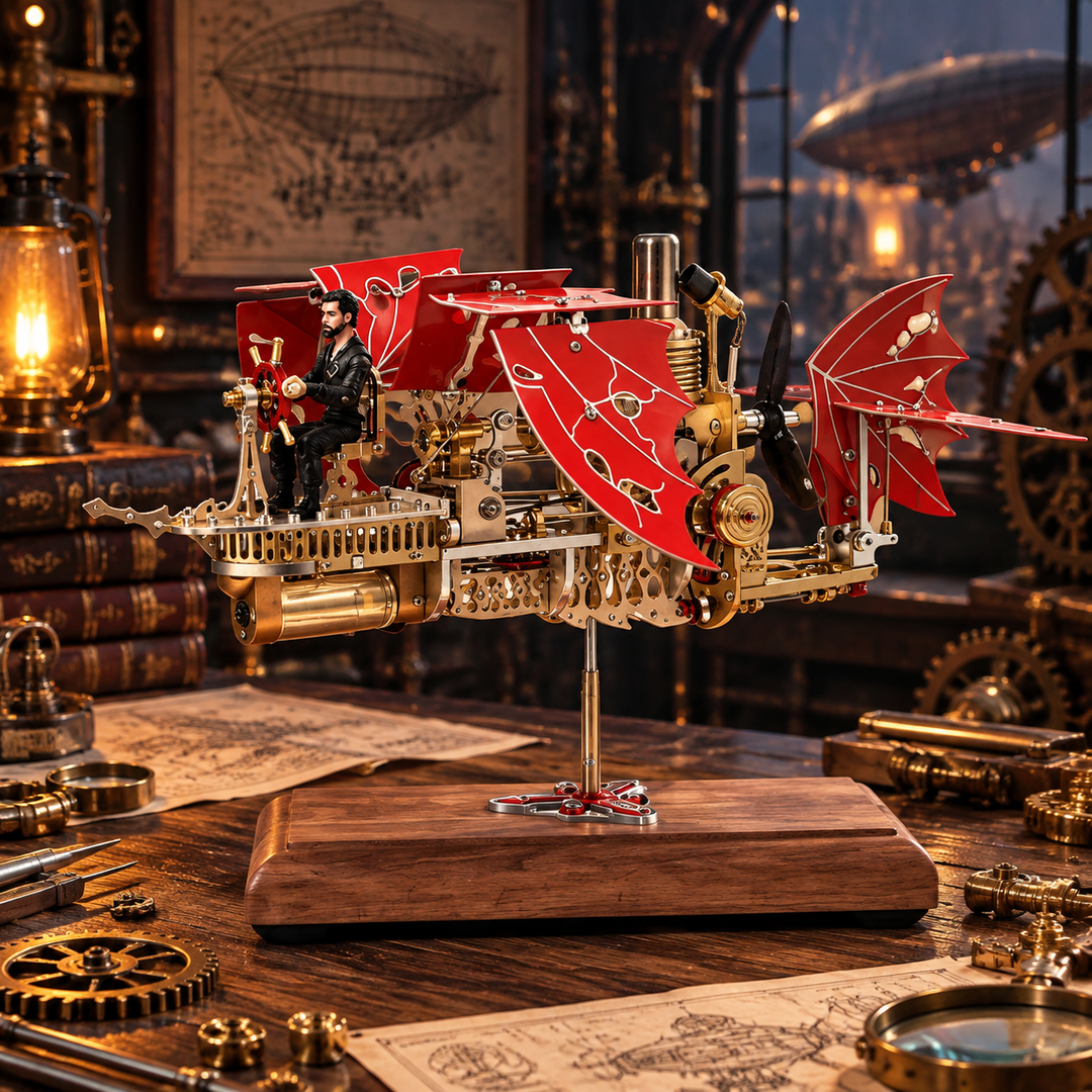 ENGINEKITOR Steampunk Dragon Wing Airship Stirling Engine Model Kit