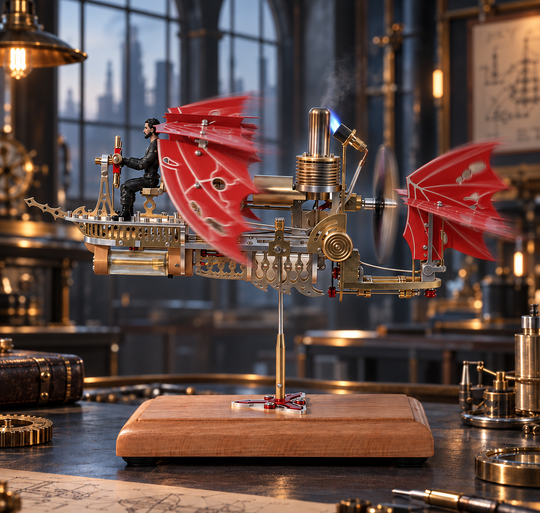 ENGINEKITOR Steampunk Dragon Wing Airship Stirling Engine Model Kit