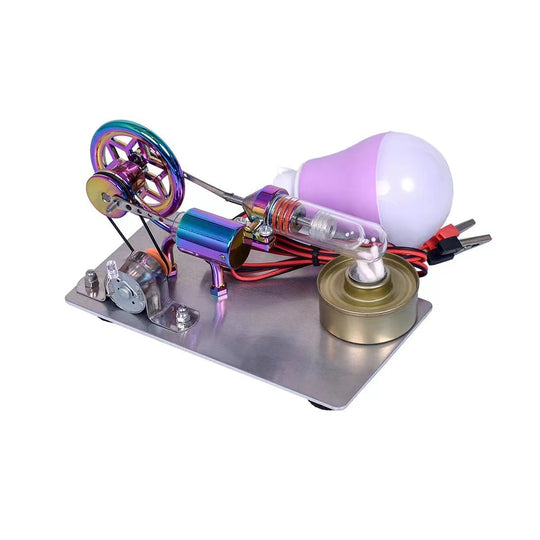 Stirling Desktop Single Cylinder Engine Generator Steam Engine DIY Engine Kit Educational Toys with LED Lights