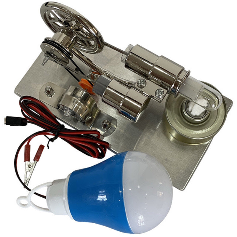 Stirling Engine Generator Steam Engine DIY Single Cylinder Engine Kit with LED Lights - Gift for Kids