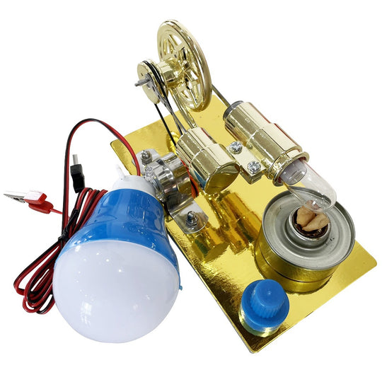 Stirling Engine Generator Steam Engine DIY Single Cylinder Engine Kit with LED Lights - Gift for Kids