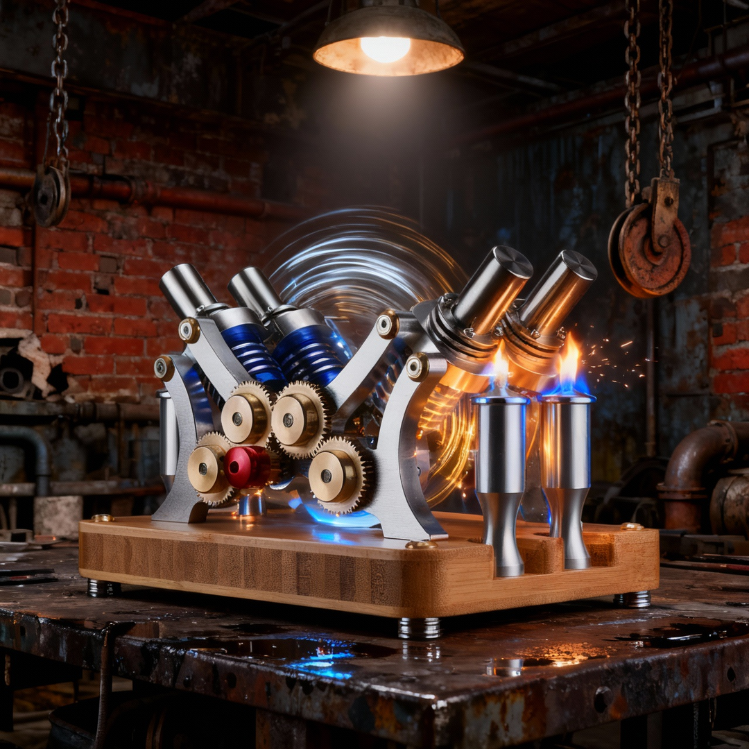 Stirling Four-Cylinder Engine Generator For Scientific Experiments And Education - Build Your Own Engine