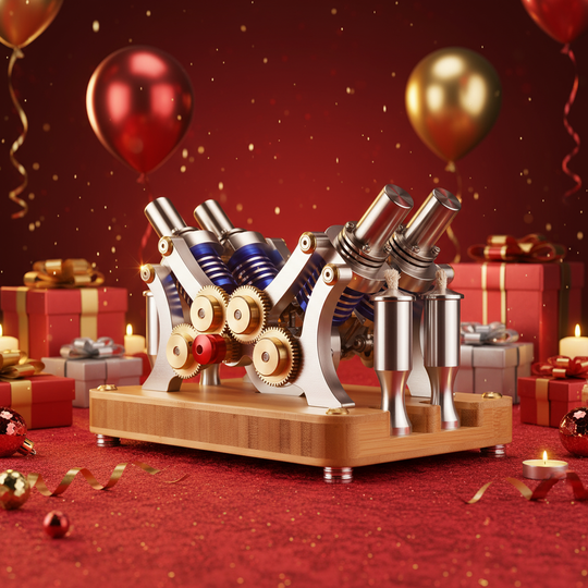 Stirling Four-Cylinder Engine Generator For Scientific Experiments And Education - Build Your Own Engine