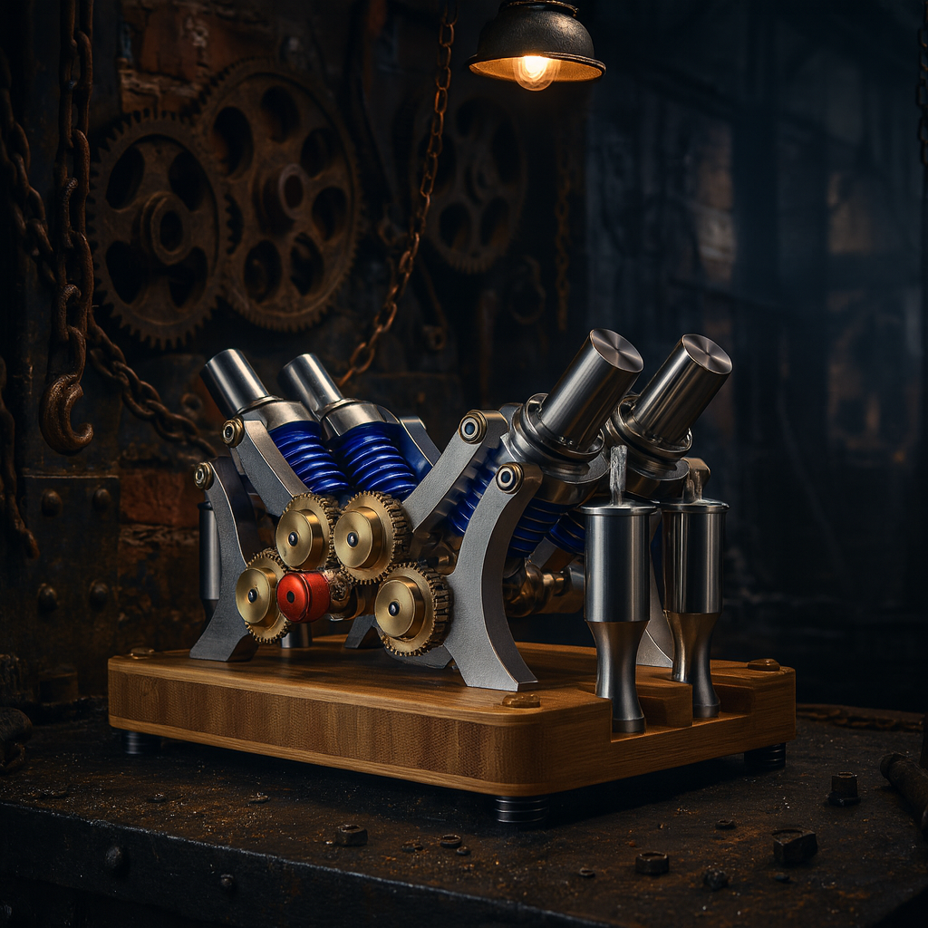 Stirling Four-Cylinder Engine Generator For Scientific Experiments And Education - Build Your Own Engine