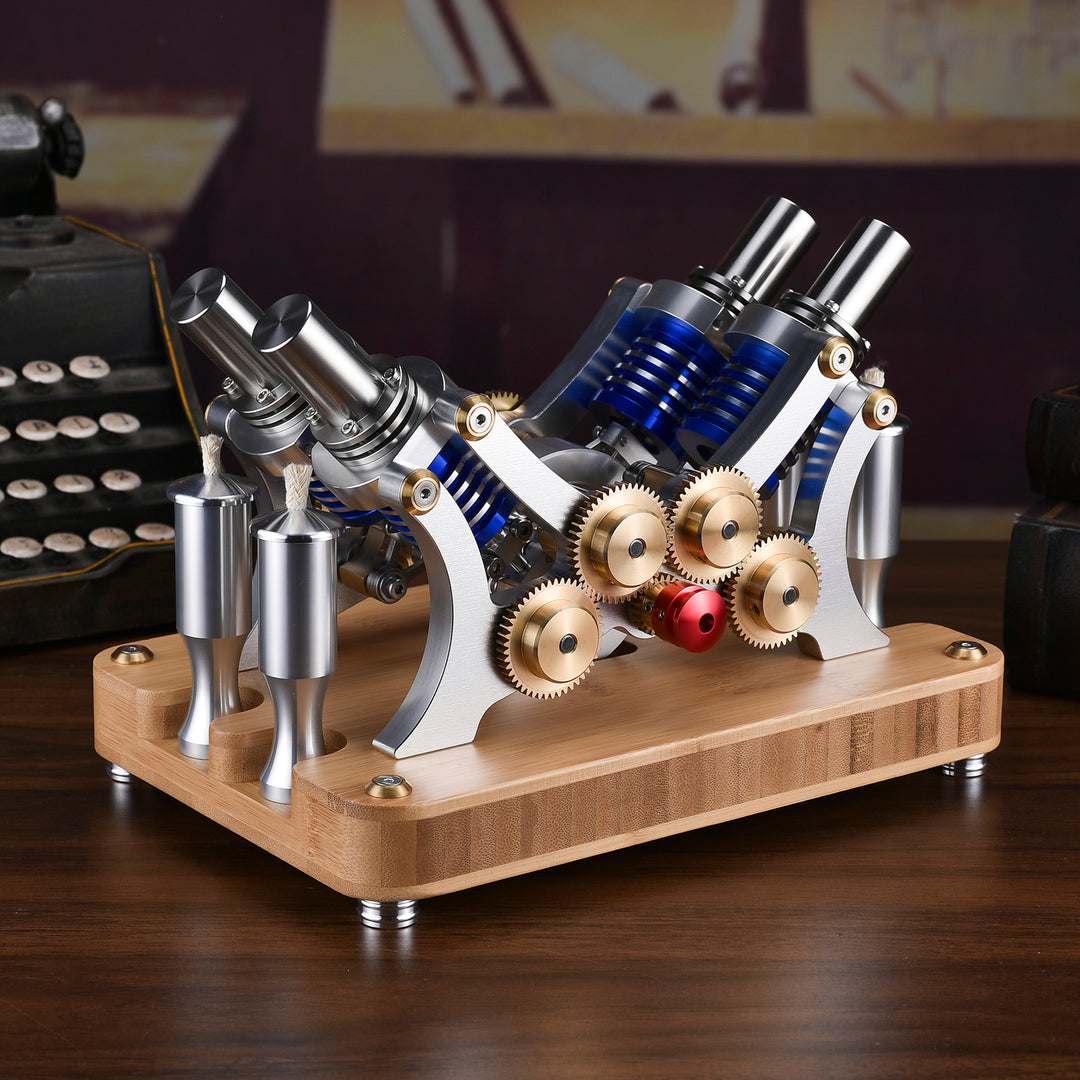 Stirling Four-Cylinder Engine Generator For Scientific Experiments And Education - Build Your Own Engine