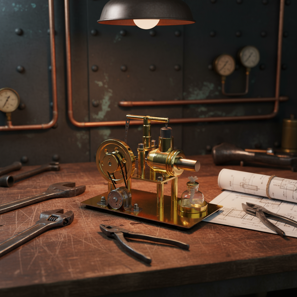 Stirling Metal Engine Generator Steam Engine DIY Engine Kit Gold Edition with LED Lights