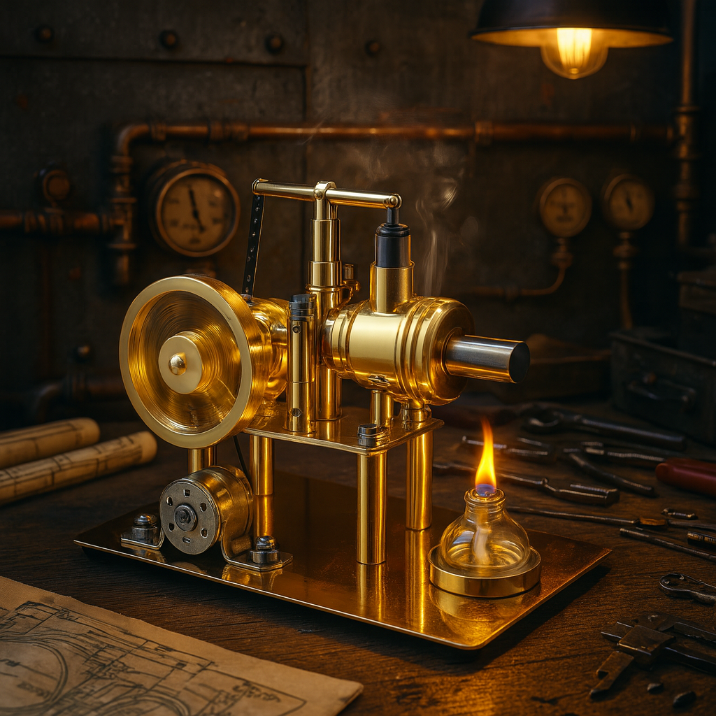 Stirling Metal Engine Generator Steam Engine DIY Engine Kit Gold Edition with LED Lights