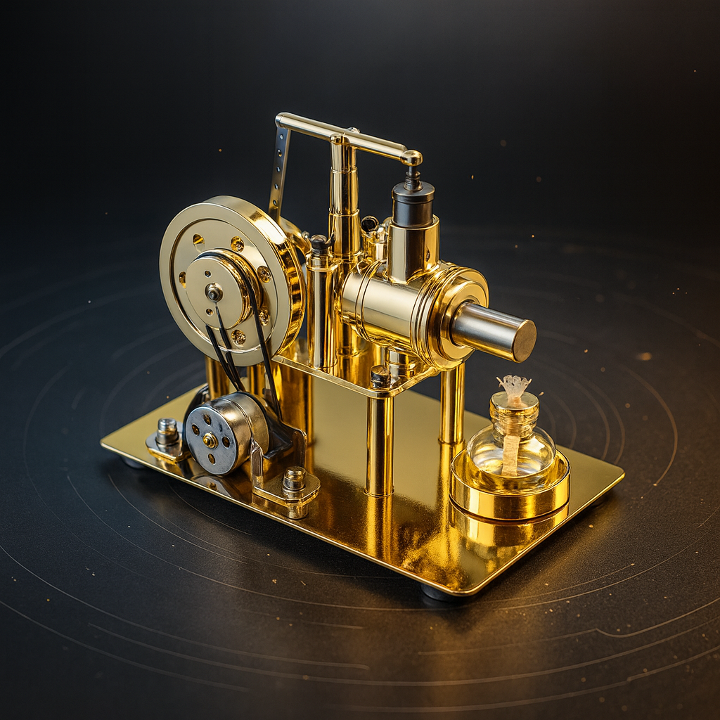 Stirling Metal Engine Generator Steam Engine DIY Engine Kit Gold Edition with LED Lights