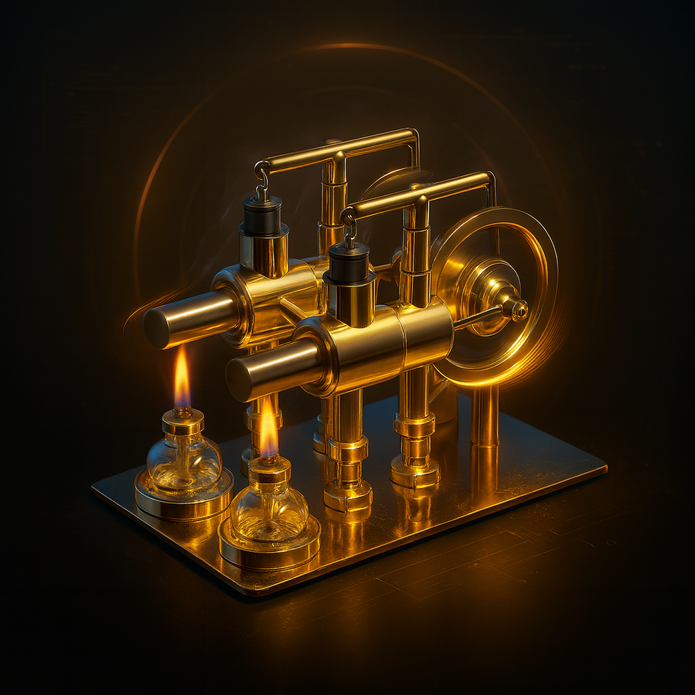Stirling twin-cylinder engine generator steam engine physics experiments popular science science making DIY engine models