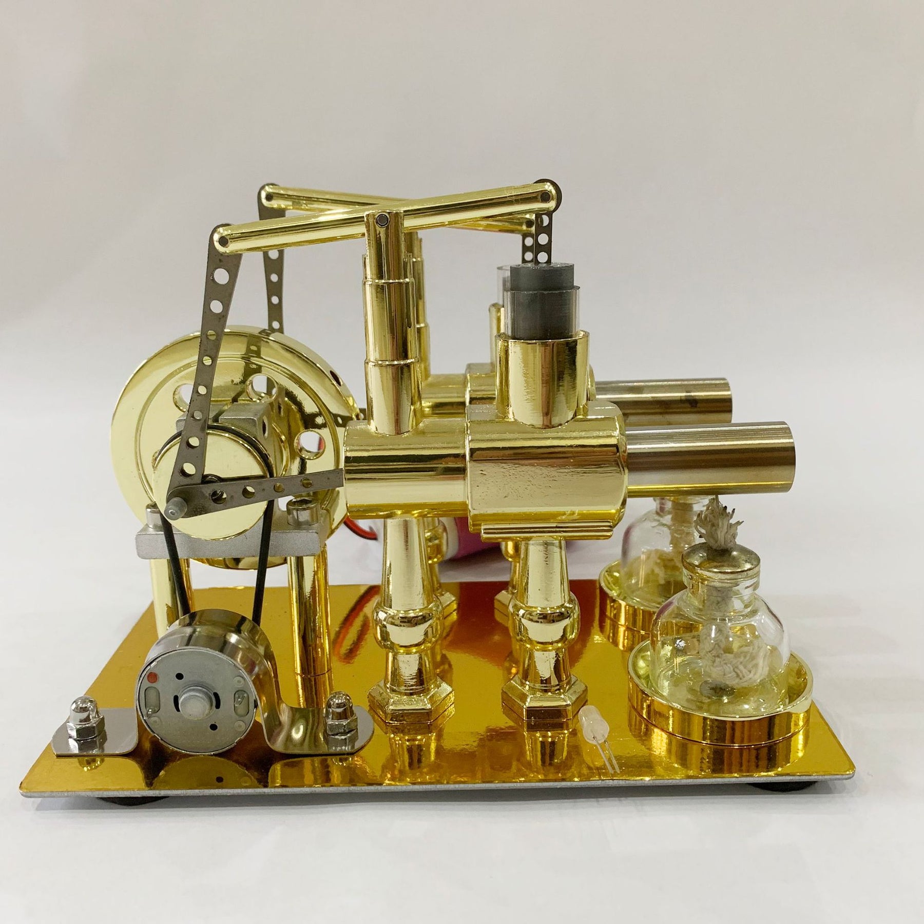 Stirling twin-cylinder engine generator steam engine physics experimen ...