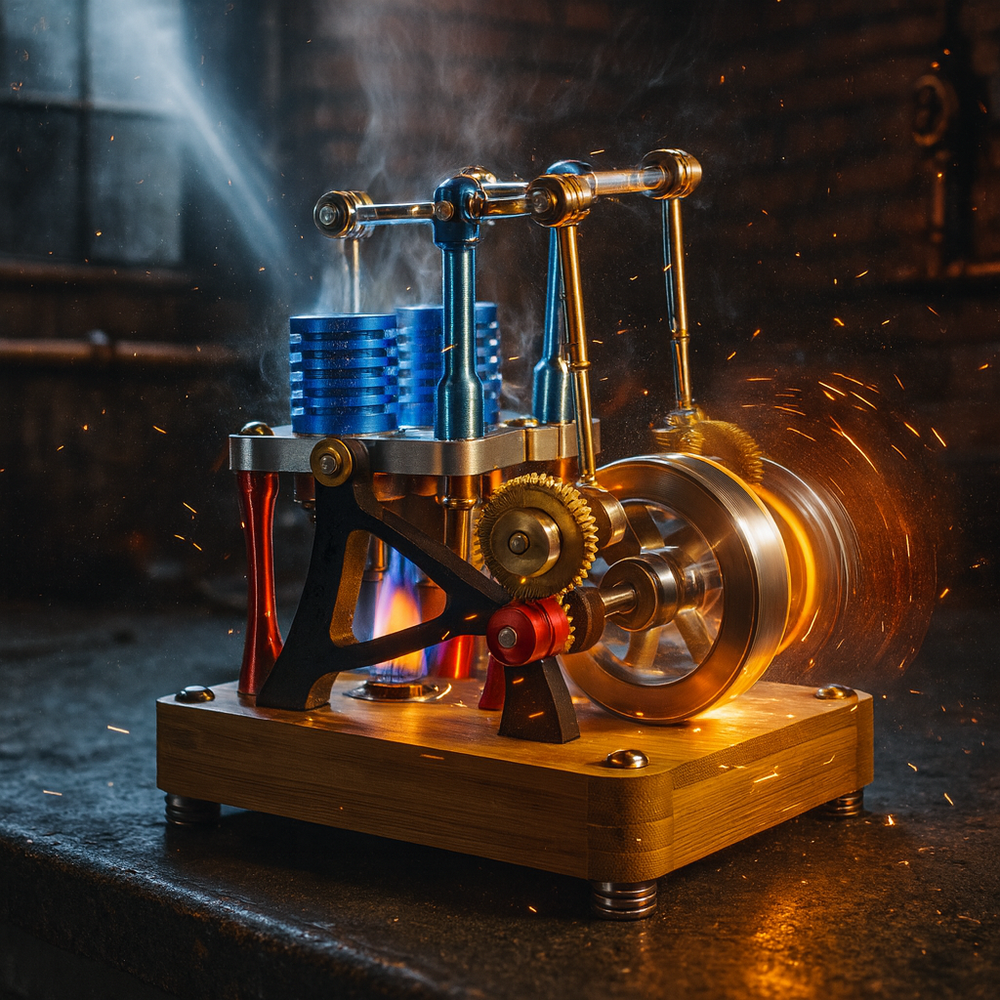 Stirling Two-Cylinder  Engine Model Engine Model Kit for Science Enthusiasts & Education - Build Your Own Engine