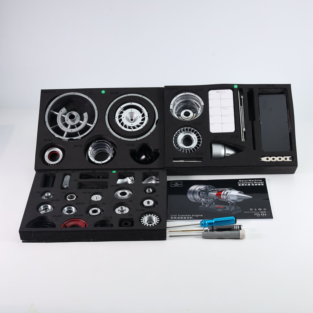 TECHING 1/12 Metal Dual-Spool Turbofan Engine Model Kit – Working Jet Engine Replica with 300+ PCS for STEM Learning & Collectors