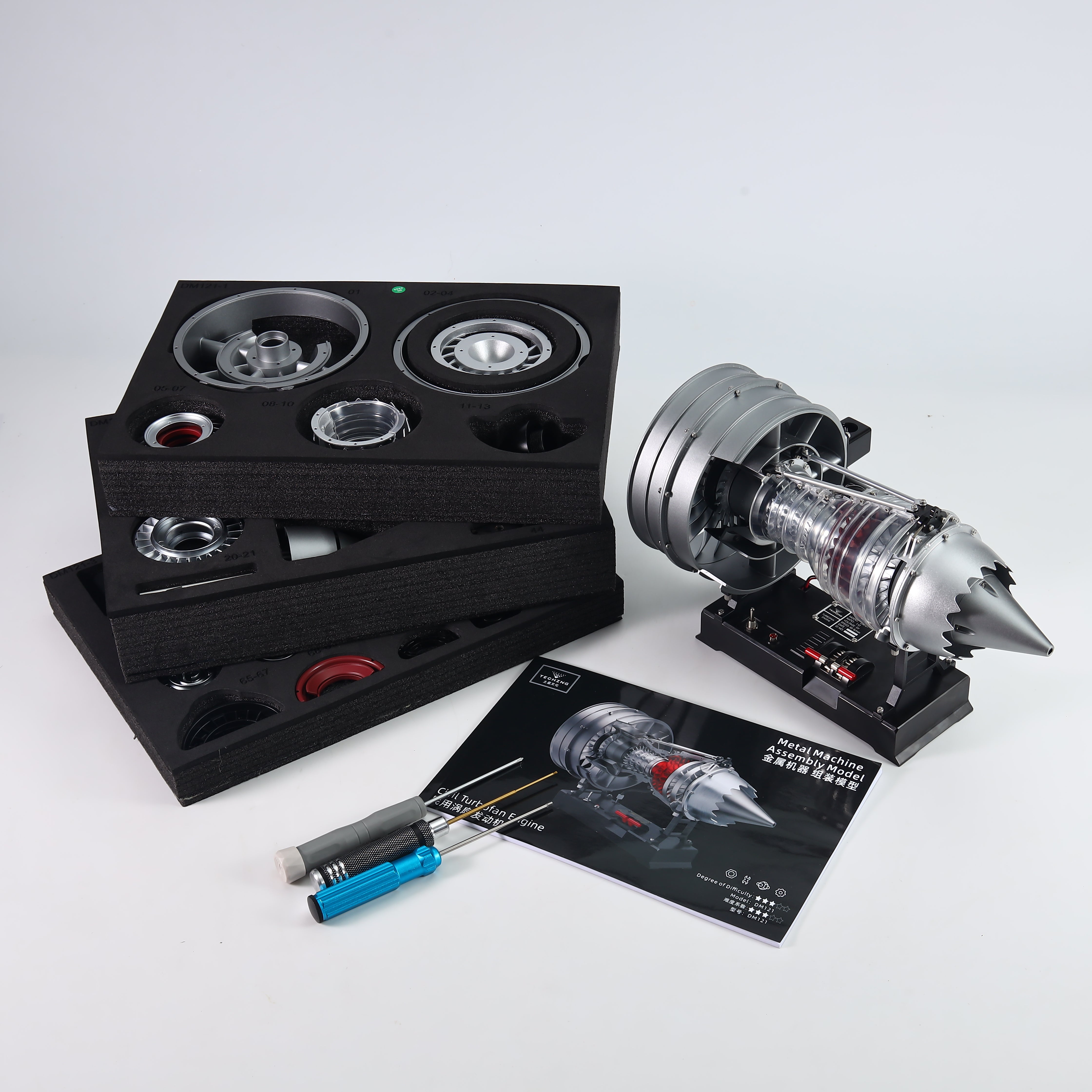 TECHING 1/12 Metal Dual-Spool Turbofan Engine Model Kit – Working Jet Engine Replica with 300+ PCS for STEM Learning & Collectors