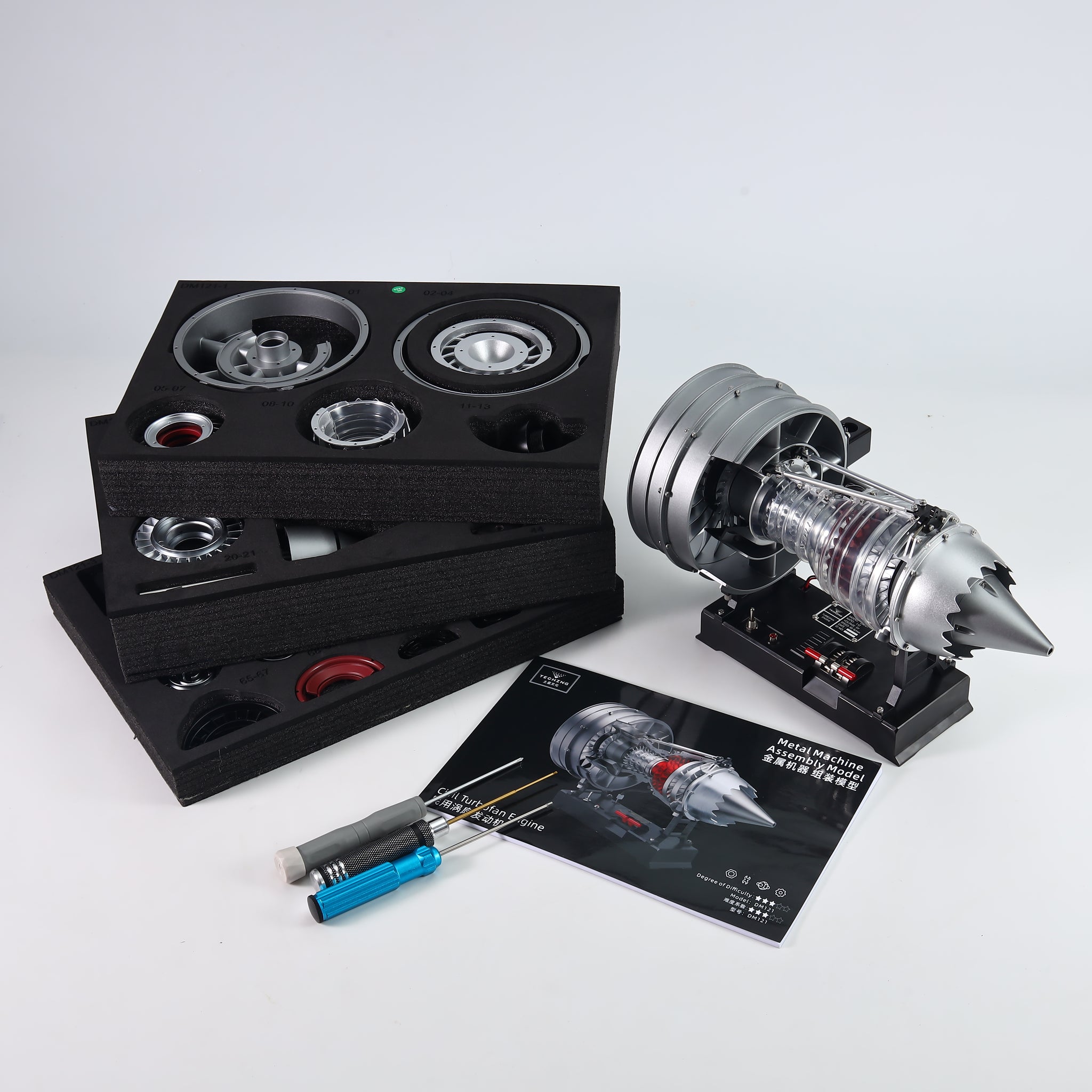 TECHING 1/12 Metal Dual-Spool Turbofan Engine Model Kit – Working Jet Engine Replica with 300+ PCS for STEM Learning & Collectors