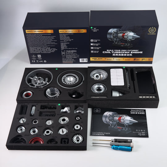TECHING 1/12 Metal Dual-Spool Turbofan Engine Model Kit – Working Jet Engine Replica with 300+ PCS for STEM Learning & Collectors