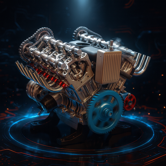 TECHING 1:3 Full Metal V8 Car Engine Model Kit - DIY Mechanical Assembly Educational Toy with 500+ Pcs - Build Your Own Engine