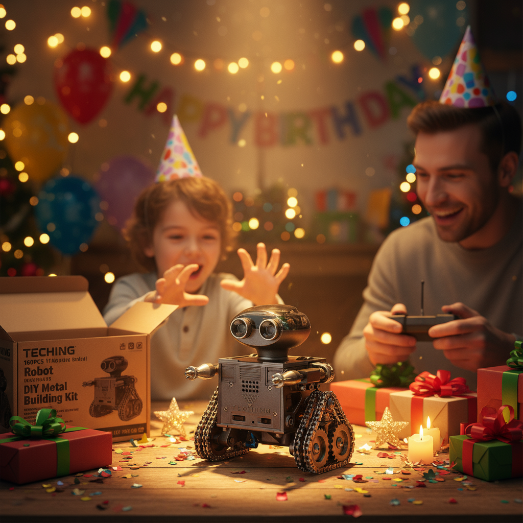 TECHING 160PCS DIY Metal Robot Tank Building Kit with Bluetooth Speaker&Remote Control&Puzzle Engine Assembly