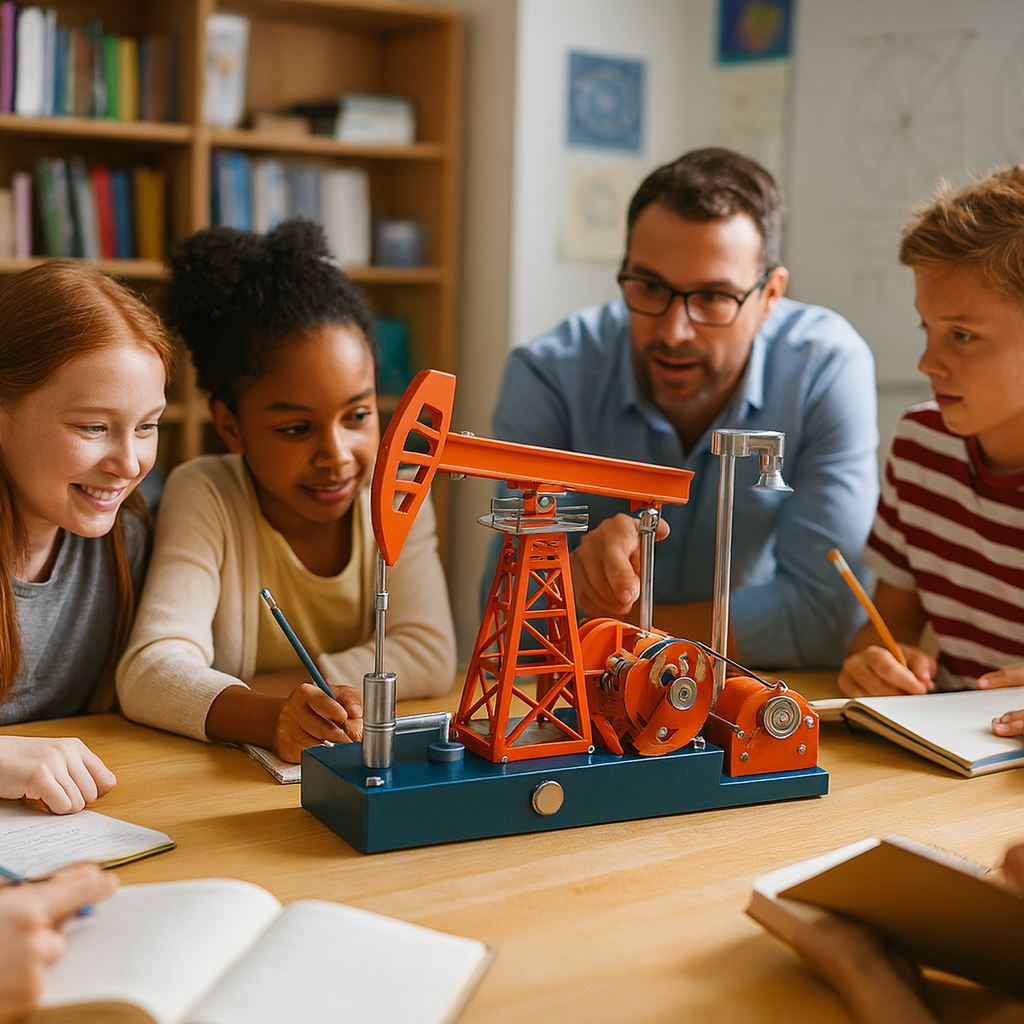 TECHING 219pcs 3D Metal Oil Pump Jack Model Kit - DIY Assembly Science Education Toy Gift with Light Oil Rig Educational Collection