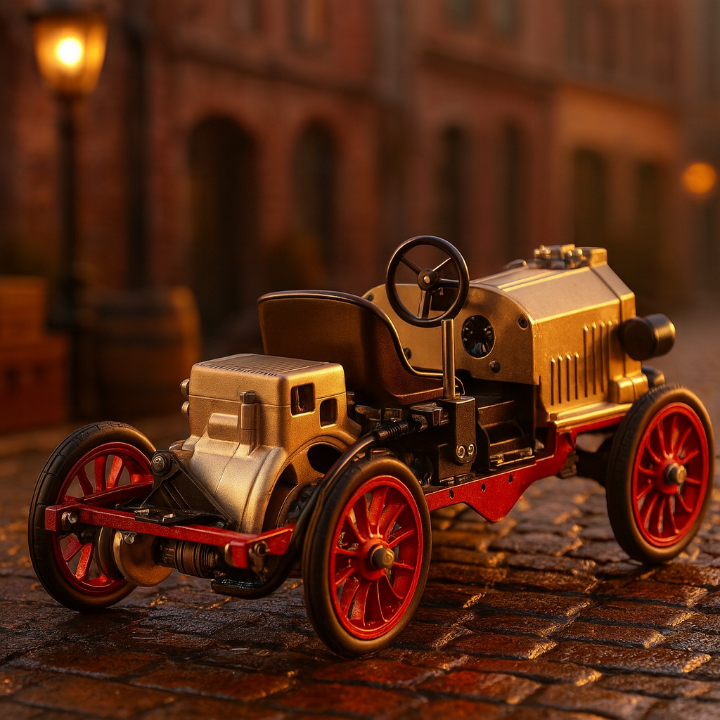 TECHING 310+pcs Vintage Classic Car & Engine Assembly Kit Mini Electric Single-Cylinder Metal Mechanical Model Toy with  for Educational Collection