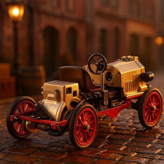 TECHING 310+pcs Vintage Classic Car & Engine Assembly Kit Mini Electric Single-Cylinder Metal Mechanical Model Toy with  for Educational Collection