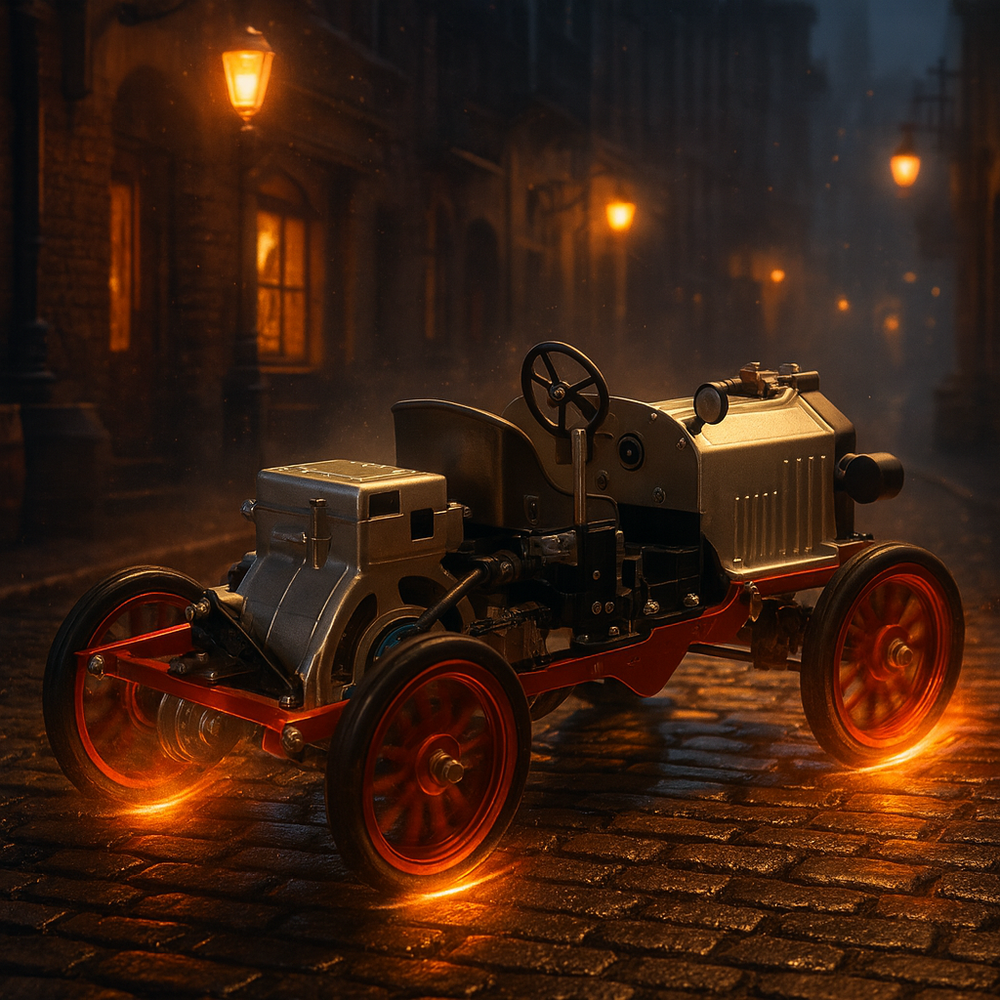 TECHING 310+pcs Vintage Classic Car & Engine Assembly Kit Mini Electric Single-Cylinder Metal Mechanical Model Toy with  for Educational Collection