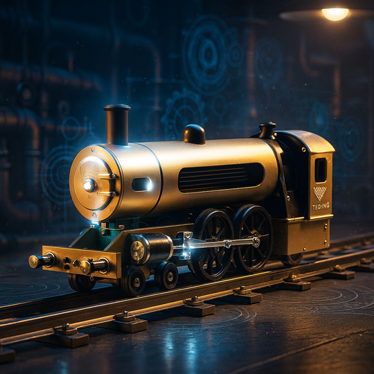 TECHING 387 pcs All Aluminum Steam Locomotive Train Assembly Kit with Tracks-STEM Toys Gifts
